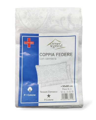Coppia federe copricuscini in cotone damascato con cerniera Renee Legrand