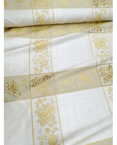 Tessuto Jaquard madras e fiori al metro altezza 300