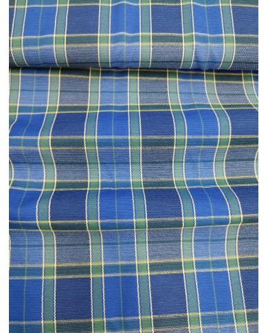 Tessuto al metro quadroni bluette e verde al metro altezza 280