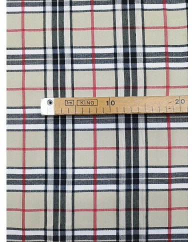 Tessuto tartan fondo beige chiaro al metro altezza 300