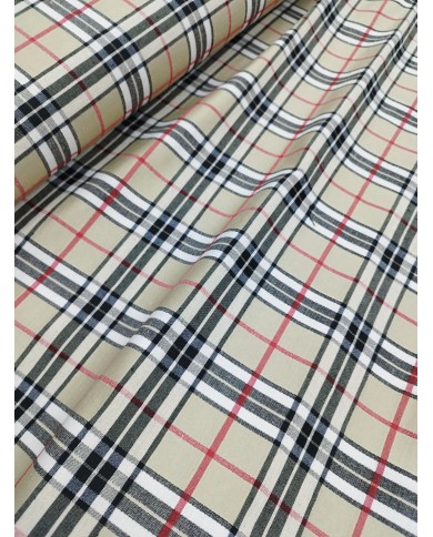 Tessuto tartan fondo beige chiaro al metro altezza 300