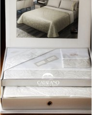 Coordinato Copriletto e Completo lenzuola in puro cotone By Carezze art Raquel