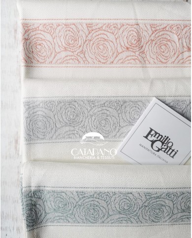 Strofinacci jacquard in 100% cotone ritorto Emilio Gatti Rose