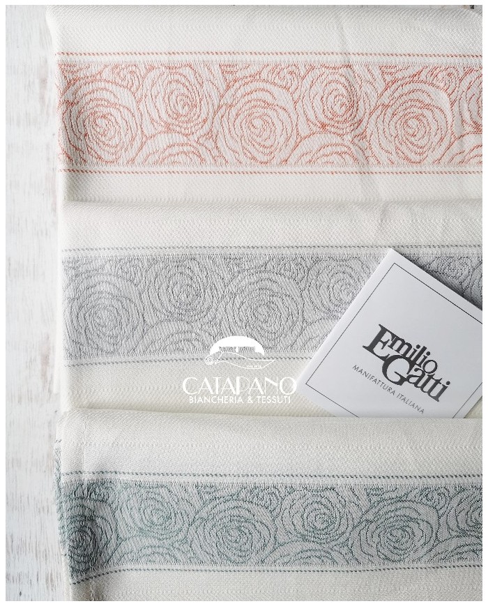 Strofinacci jacquard in 100% cotone ritorto Emilio Gatti Rose