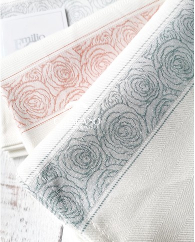 Strofinacci jacquard in 100% cotone ritorto Emilio Gatti Rose