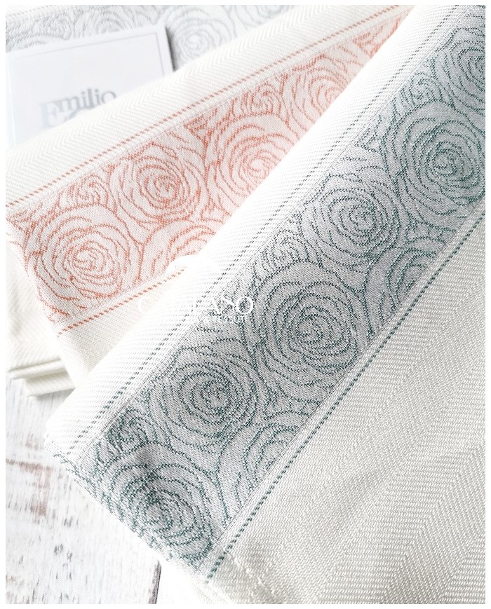 Strofinacci jacquard in 100% cotone ritorto Emilio Gatti Rose