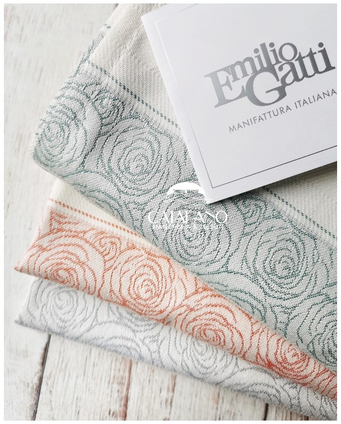 Strofinacci jacquard in 100% cotone ritorto Emilio Gatti Rose