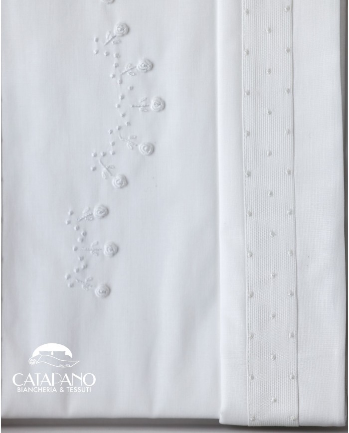 Completo lenzuola culla passeggino ricamato a mano Elite pour le Bebè 45095