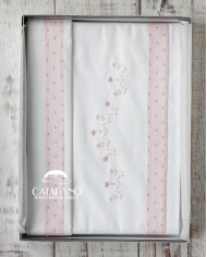 Completo lenzuola culla passeggino ricamato a mano Elite pour le Bebè 45095