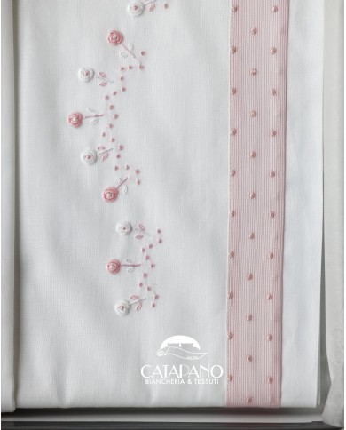 Completo lenzuola culla passeggino ricamato a mano Elite pour le Bebè 45095