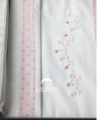 Completo lenzuola culla passeggino ricamato a mano Elite pour le Bebè 45095