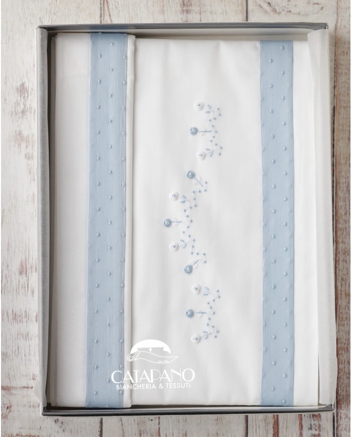 Completo lenzuola culla passeggino ricamato a mano Elite pour le Bebè 45095