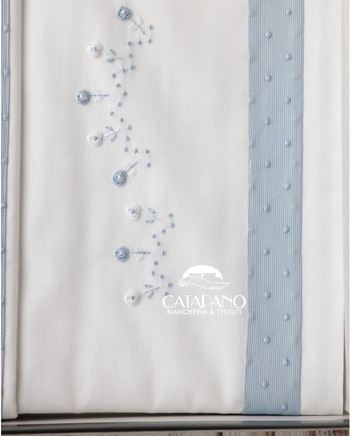 Completo lenzuola culla passeggino ricamato a mano Elite pour le Bebè 45095