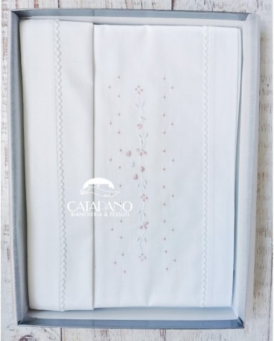 Completo lenzuola culla lettino ricamato a mano Elite pour le Bebè 85348