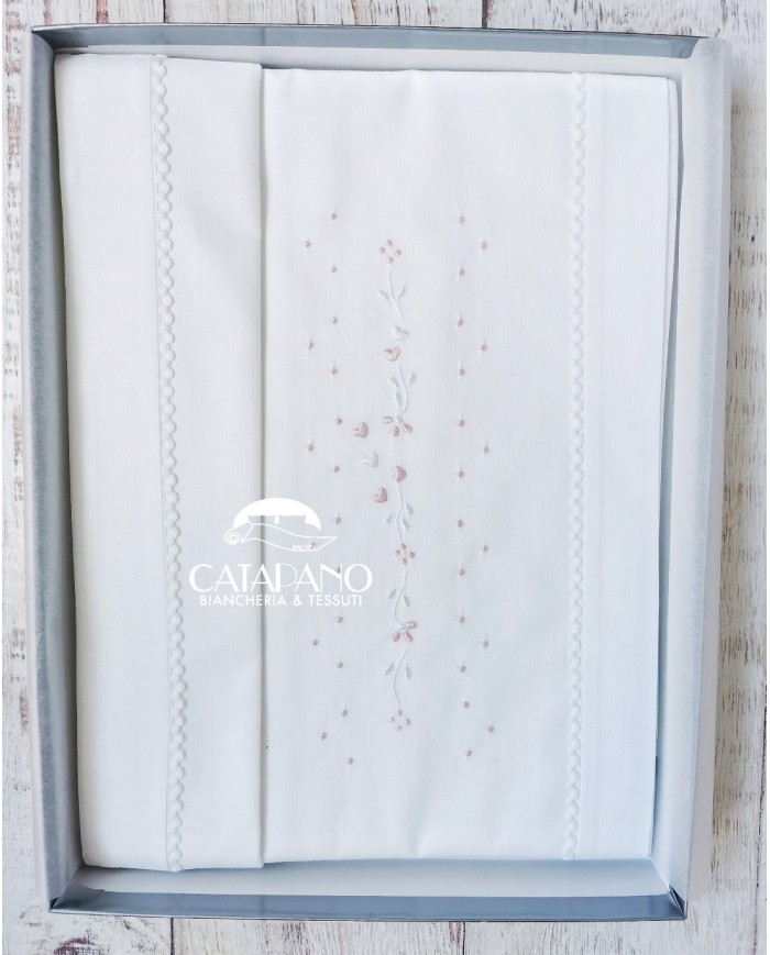 Completo lenzuola culla lettino ricamato a mano Elite pour le Bebè 85348