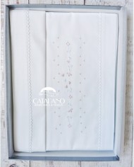 Completo lenzuola culla lettino ricamato a mano Elite pour le Bebè 85348