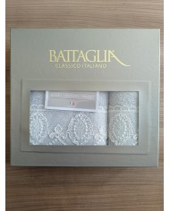 Set asciugamani 1+1 viso e ospite con pizzo Joel Battaglia Classico Italiano