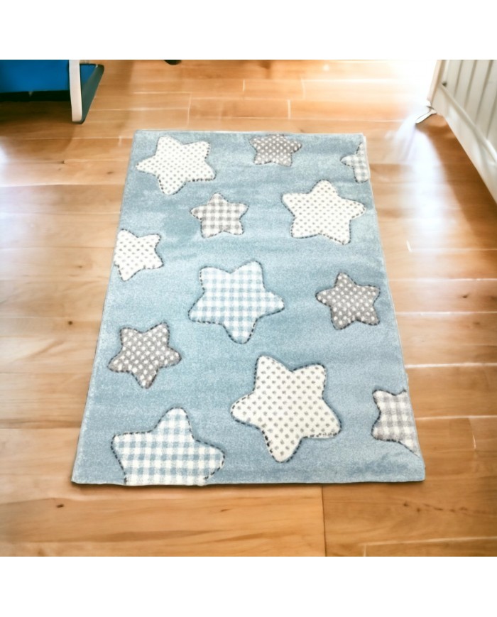 Tappeto per bambini Stelline Azzurro 120x170