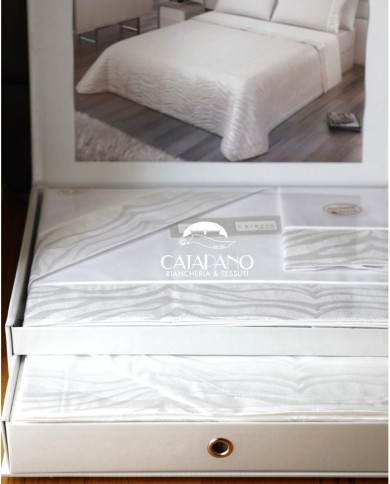 Coordinato matrimoniale Copriletto e Completo lenzuola in puro cotone By Carezze art Josephine