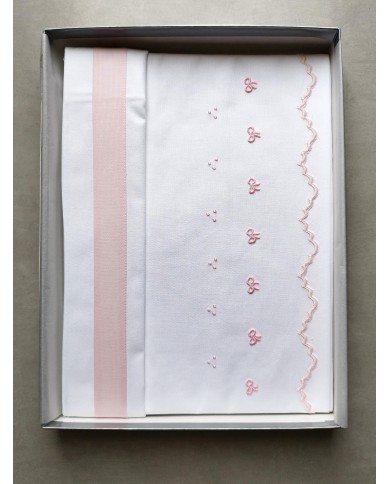 Completo lenzuola culla passeggino ricamato a mano Elite pour le Bebè 45336