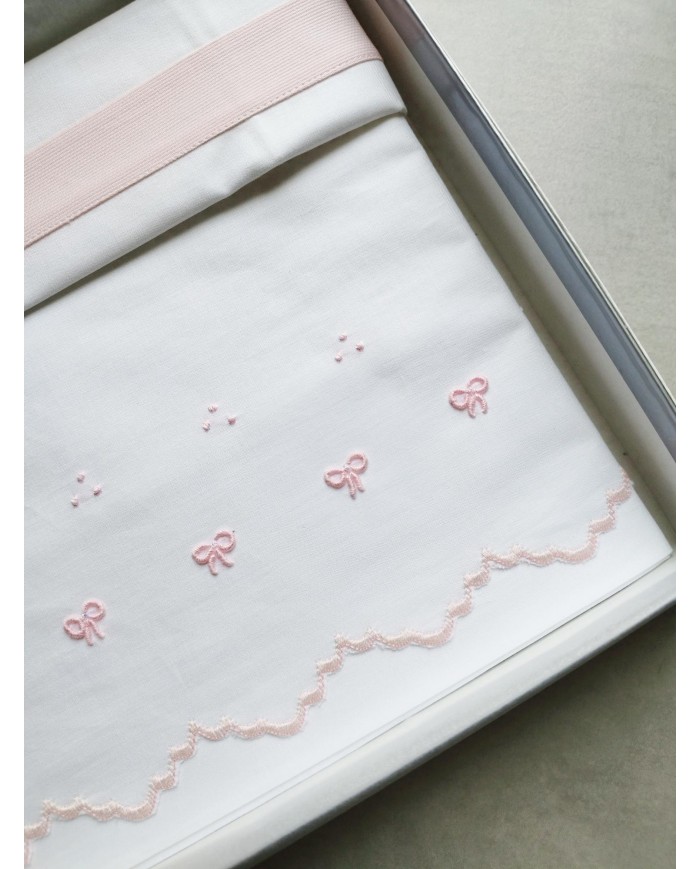 Completo lenzuola culla passeggino ricamato a mano Elite pour le Bebè 45336