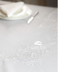 Servizio da tavola ricamato bianco 12 posti Maison Prestige art. 12829