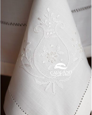 Servizio da tavola ricamato bianco 12 posti Maison Prestige art. 12829
