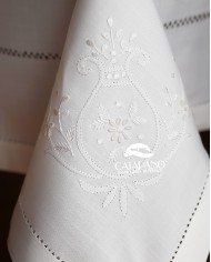 Servizio da tavola ricamato bianco 12 posti Maison Prestige art. 12829