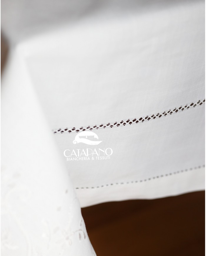 Servizio da tavola ricamato bianco 12 posti Maison Prestige art. 12829
