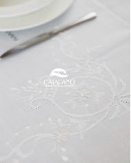 Servizio da tavola ricamato bianco 12 posti Maison Prestige art. 12829