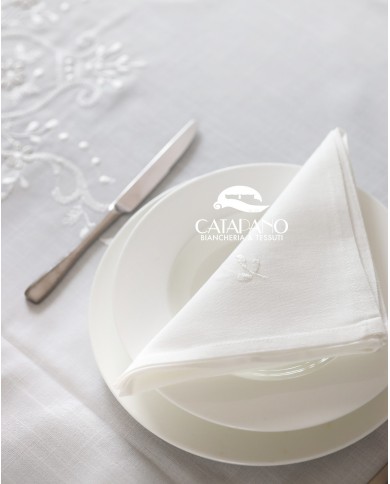 Servizio da tavola ricamato bianco 12 posti Maison Prestige art. 12829