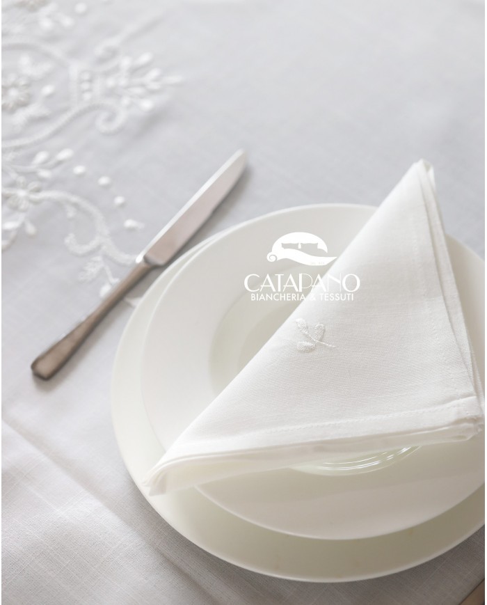 Servizio da tavola ricamato bianco 12 posti Maison Prestige art. 12829