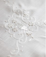 Servizio da tavola ricamato bianco 12 posti Maison Prestige art. 12830
