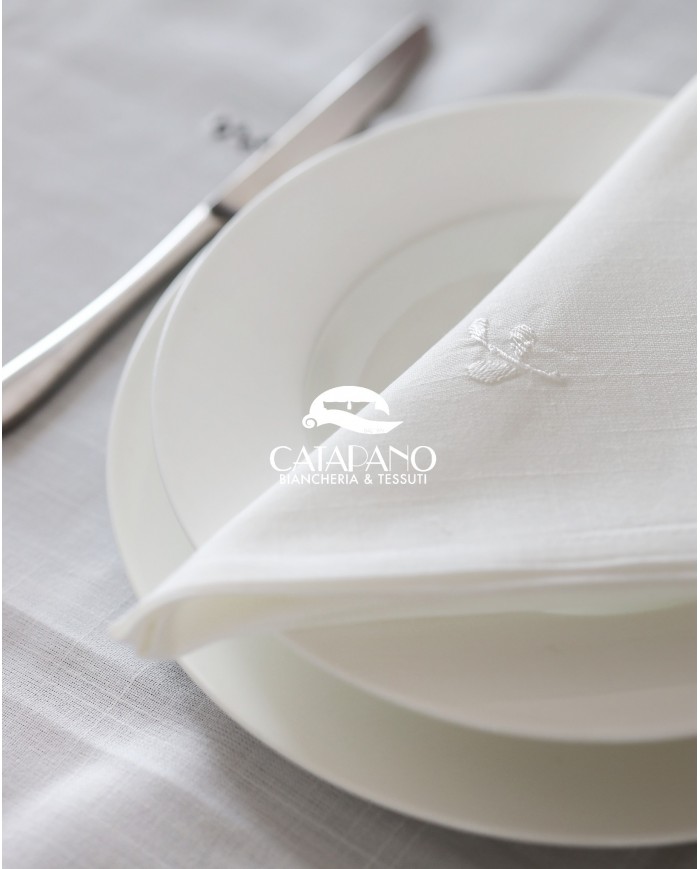 Servizio da tavola ricamato bianco 12 posti Maison Prestige art. 12830