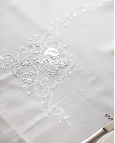 Servizio da tavola ricamato bianco 12 posti Maison Prestige art. 12830