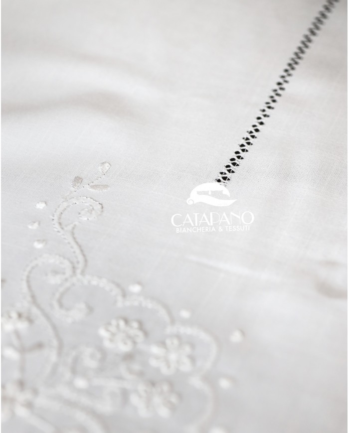 Servizio da tavola ricamato bianco 12 posti Maison Prestige art. 12830
