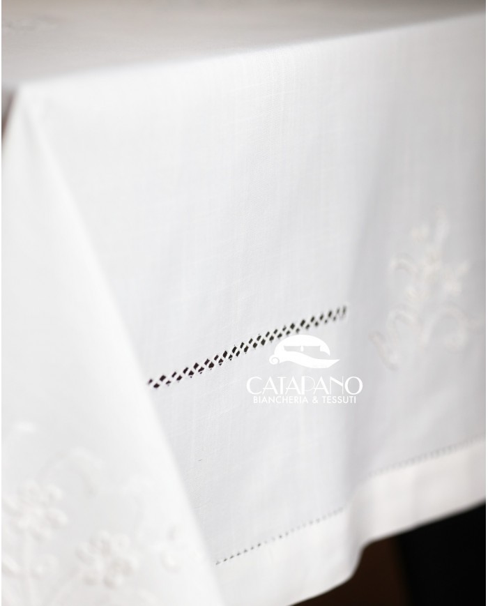 Servizio da tavola ricamato bianco 12 posti Maison Prestige art. 12832
