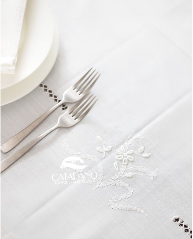 Servizio da tavola ricamato bianco 12 posti Maison Prestige art. 12832