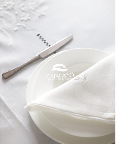 Servizio da tavola ricamato bianco 12 posti Maison Prestige art. 12832