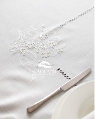 Servizio da tavola ricamato bianco 12 posti Maison Prestige art. 12832