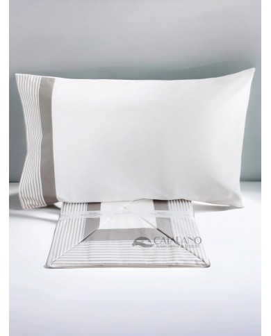 Completo lenzuola matrimoniale in puro cotone Vomero rigato