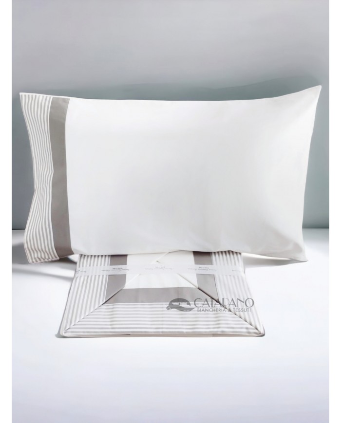 Completo lenzuola matrimoniale in puro cotone Vomero rigato