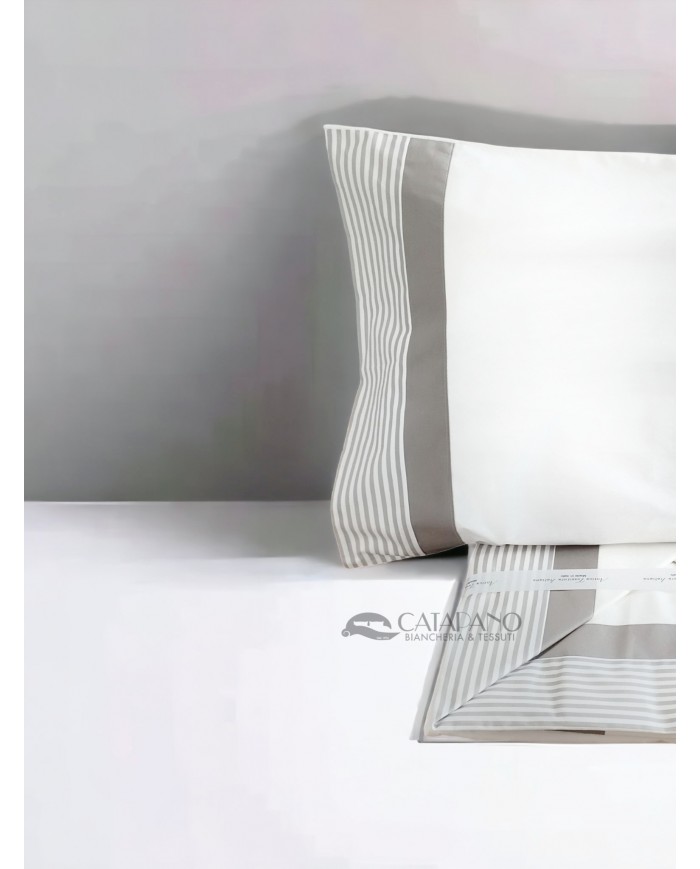 Completo lenzuola matrimoniale in puro cotone Vomero rigato