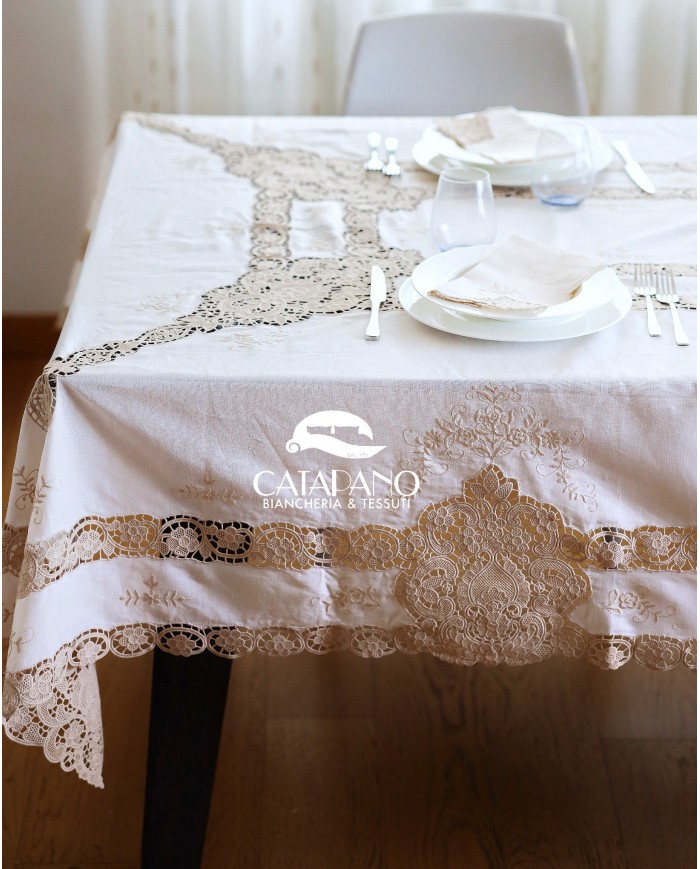 Servizio da tavola in lino ecrù art. Burano 12 posti
