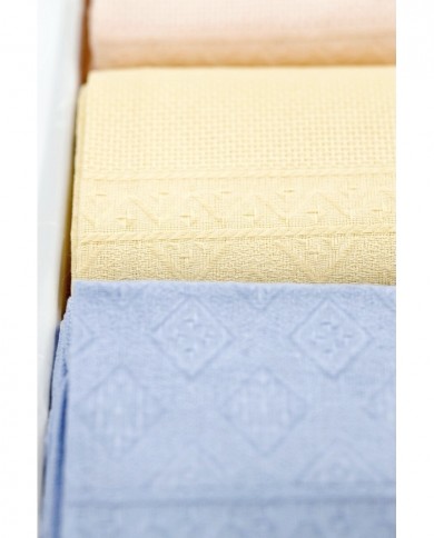 Set di 6 asciugamani viso in puro lino Vittoria modello Diamantina 70x120 colori pastello