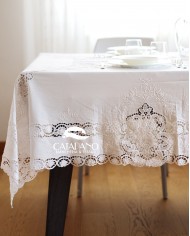 Servizio da tavola ricamato art. Burano bianco 12 posti