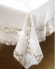 Servizio da tavola ricamato art. Burano bianco 12 posti