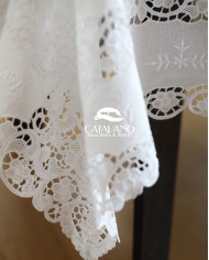 Servizio da tavola ricamato art. Burano bianco 12 posti