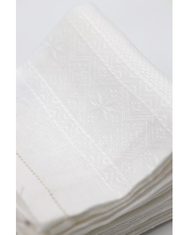 Set di 6 asciugamani ospite in puro lino Vittoria modello Diamantina bianco Set di 6 asciugamani ospite in puro lino Vittoria modello Diamantina bianco