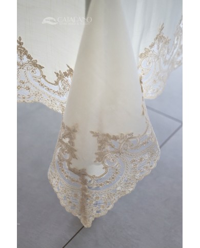 Tris da corredo copriletto, lenzuola e tovaglia Pizzo Rebrodè